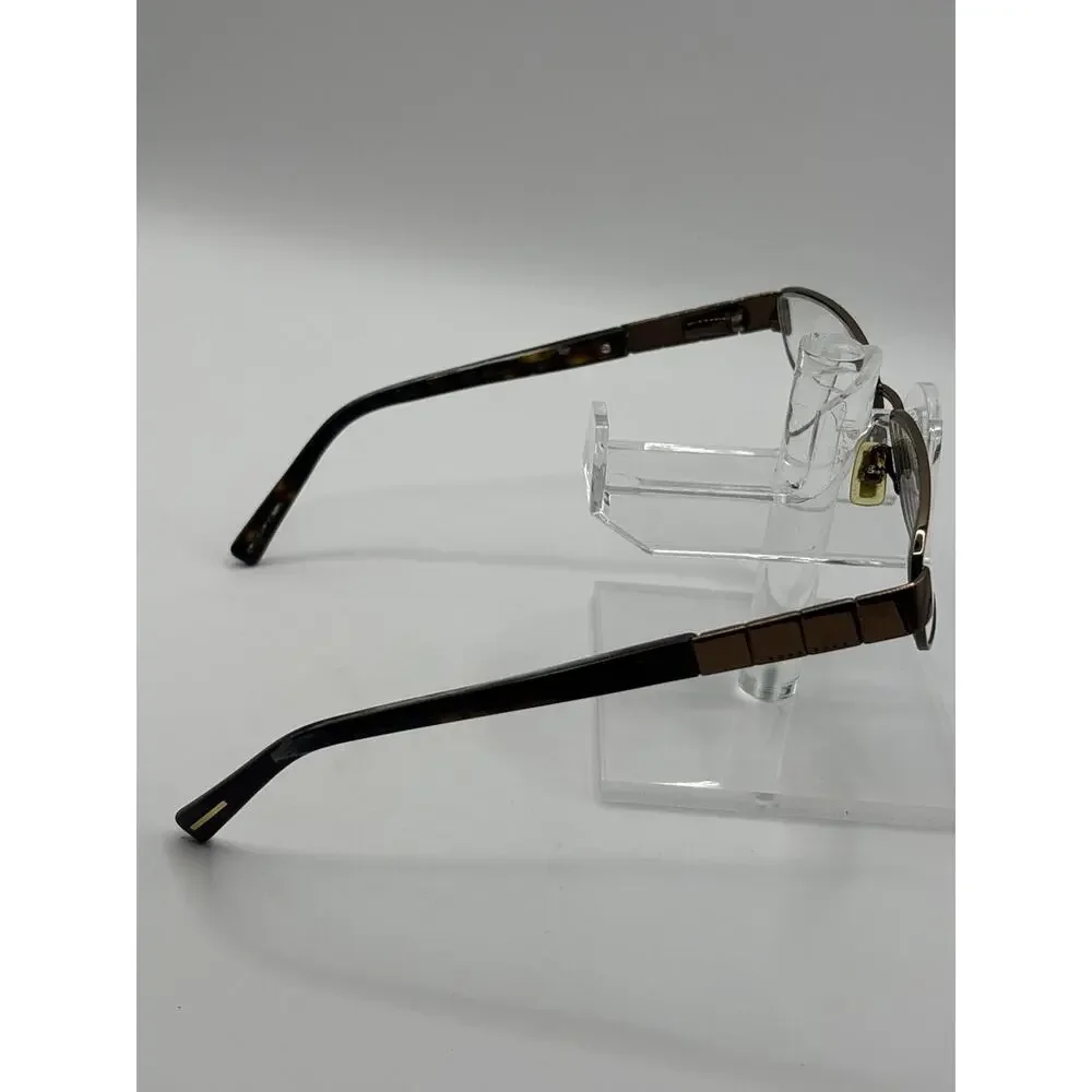 Hugo Boss Semi Rimless Eyeglasses Frames Brown Tortoise Rectangular Optical